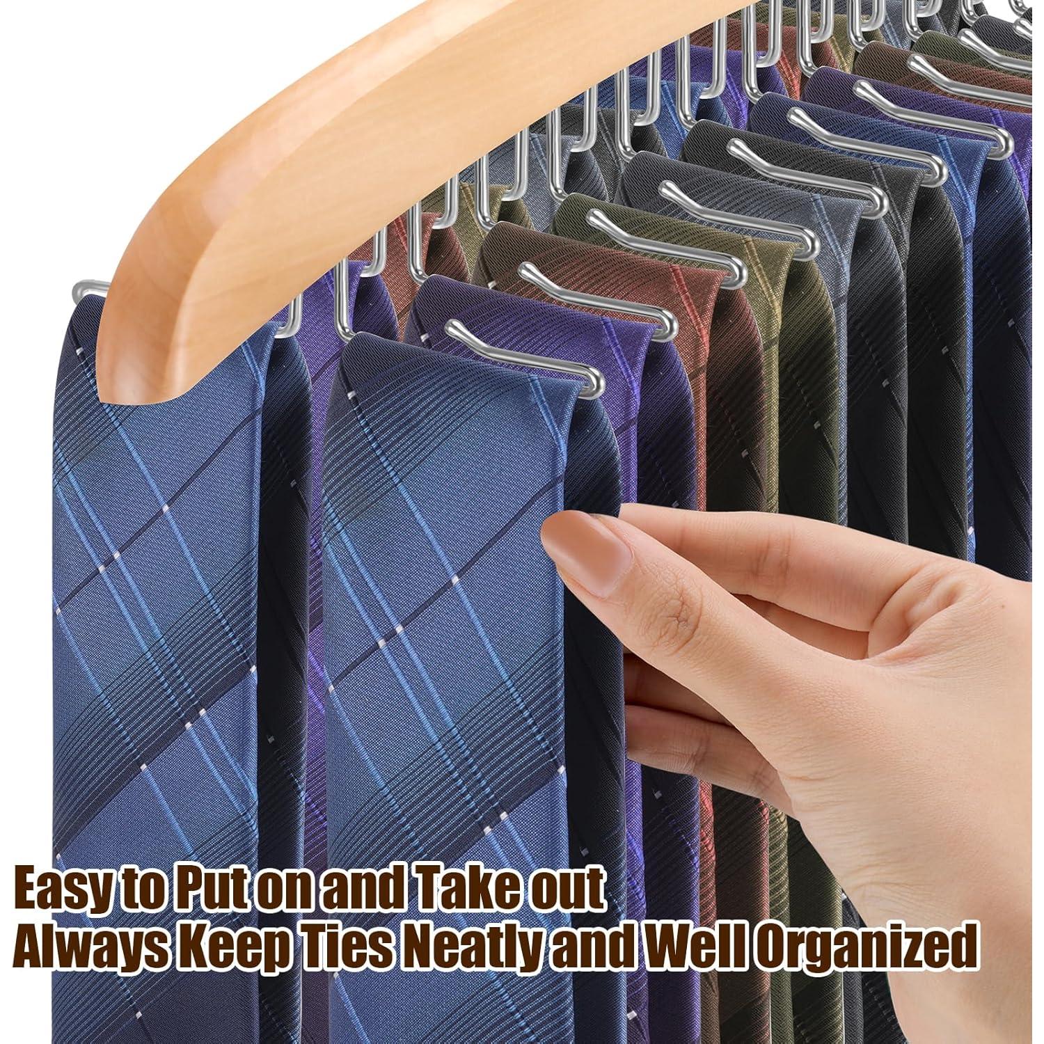 Perchero Organizador de Corbatas LMOMSS 360° Madera Natural