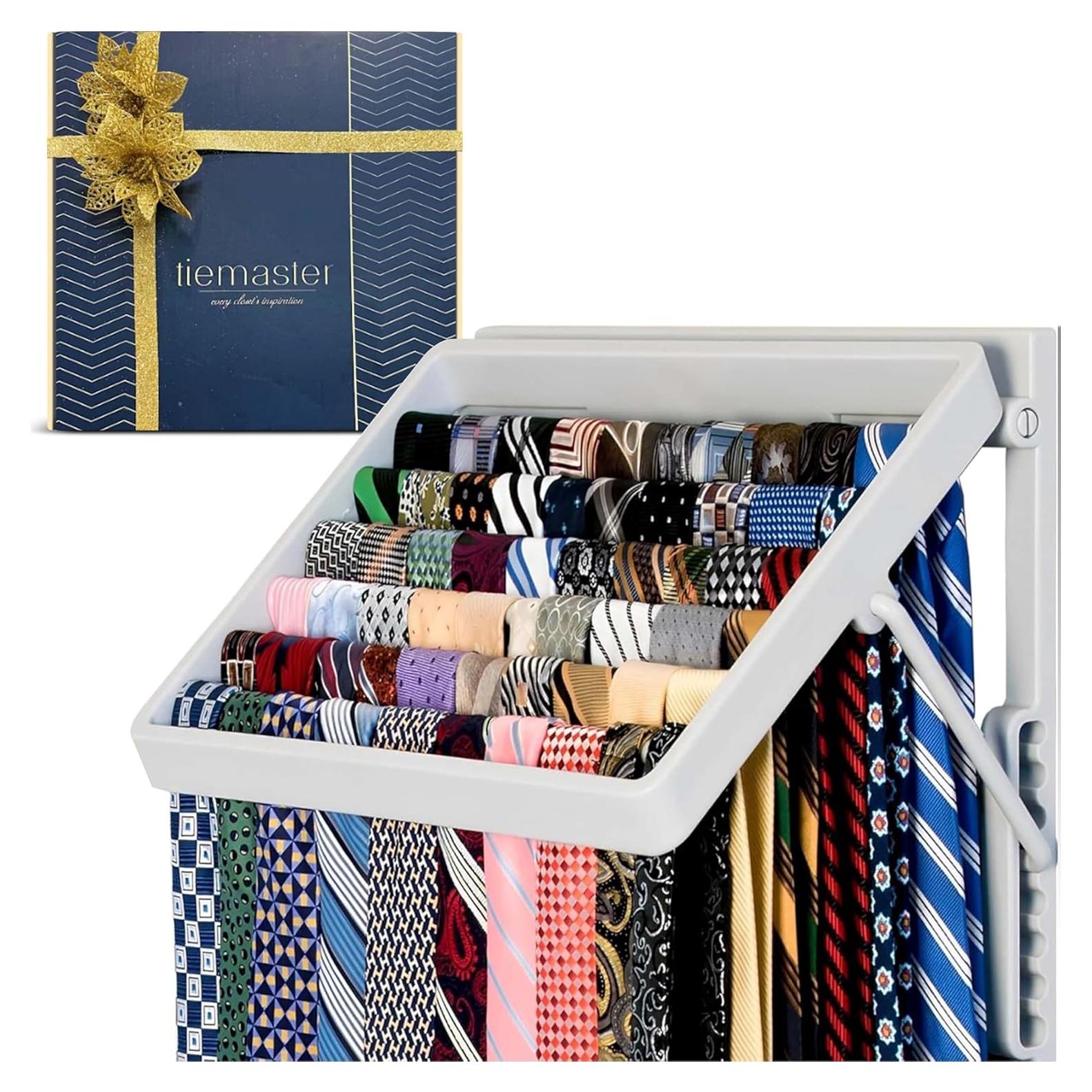 Organizador de Corbatas y Bufandas TieMaster Gris 60 Unidades
