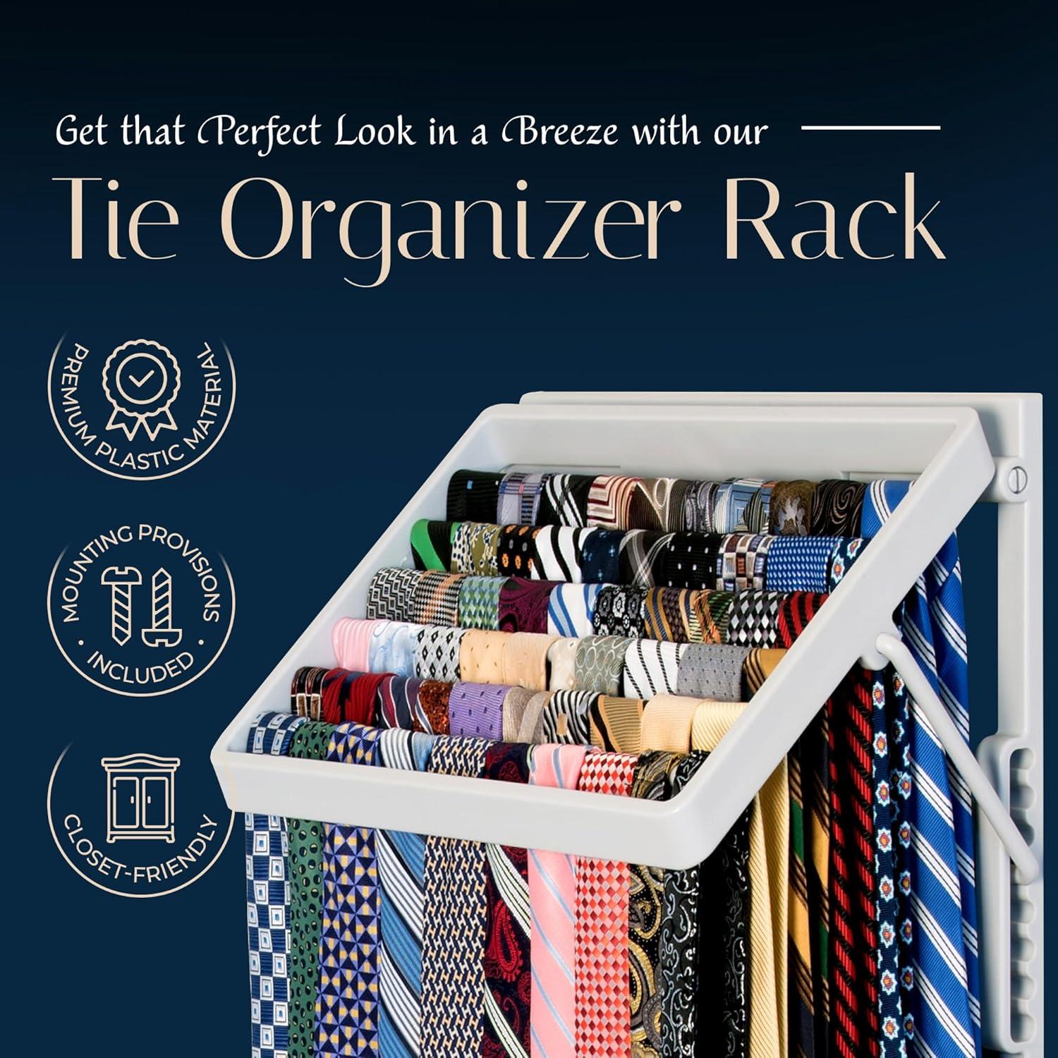 Organizador de Corbatas y Bufandas TieMaster Gris 60 Unidades