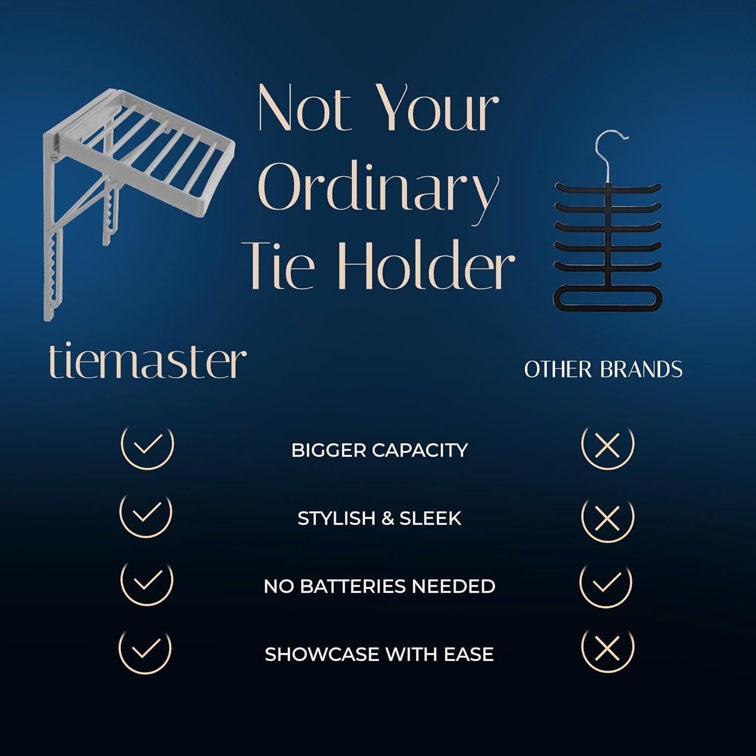 Organizador de Corbatas y Bufandas TieMaster Gris 60 Unidades