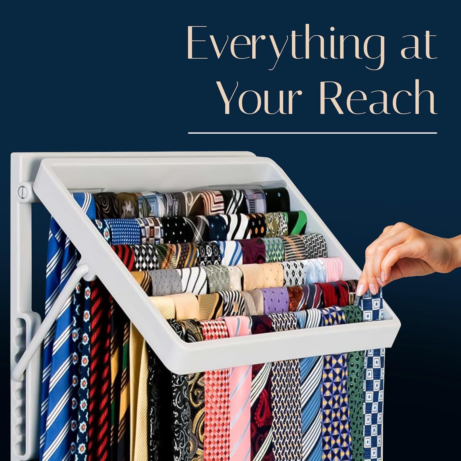 Organizador de Corbatas y Bufandas TieMaster Gris 60 Unidades