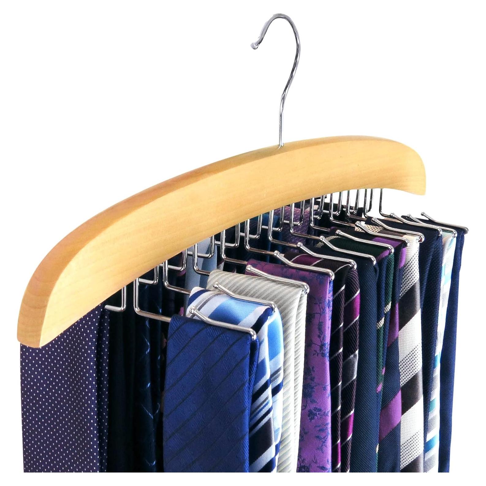Perchero de Corbatas Hangerworld de Madera con 24 Ganchos