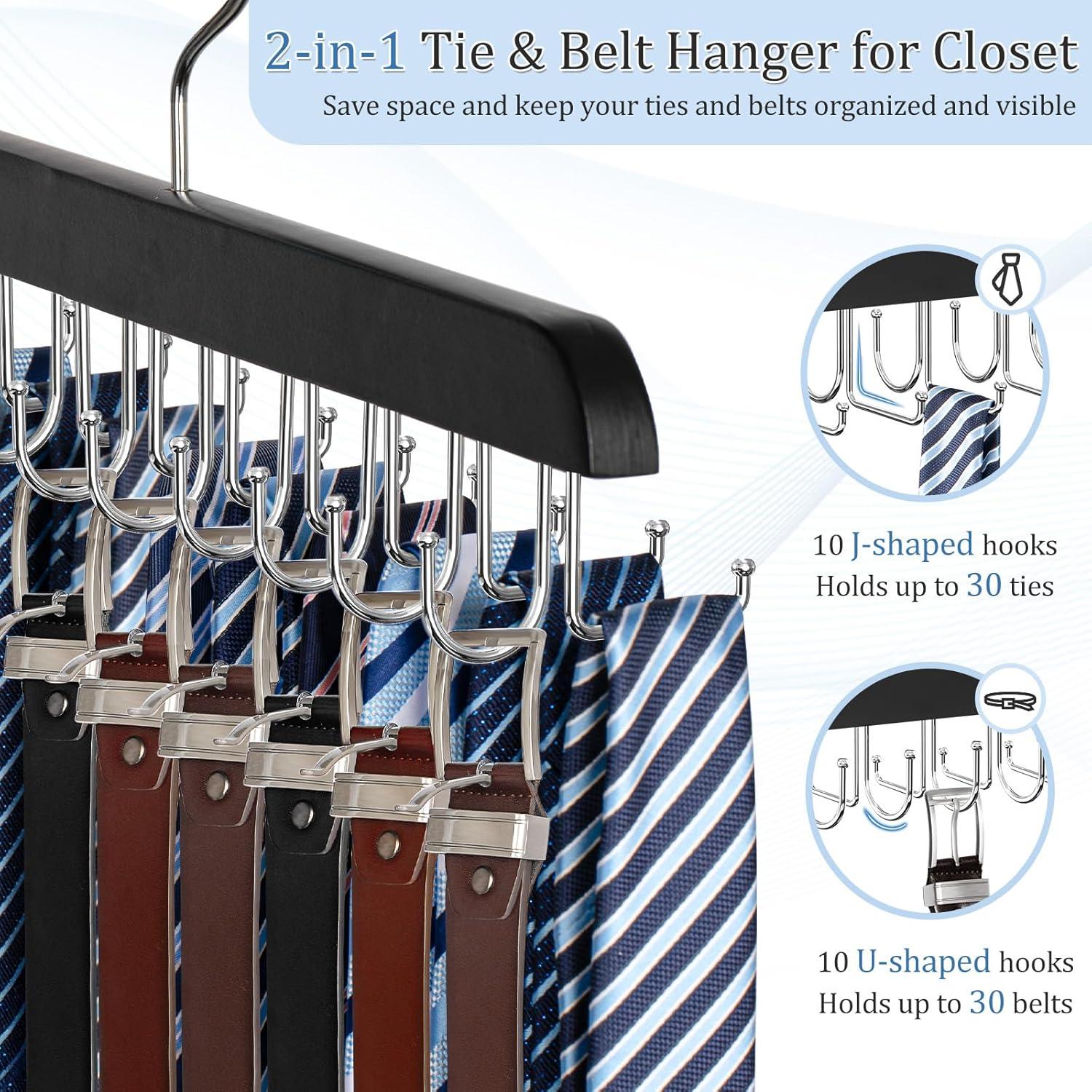 Perchero 2 en 1 Fitnice para Cinturones y Corbatas, Negro