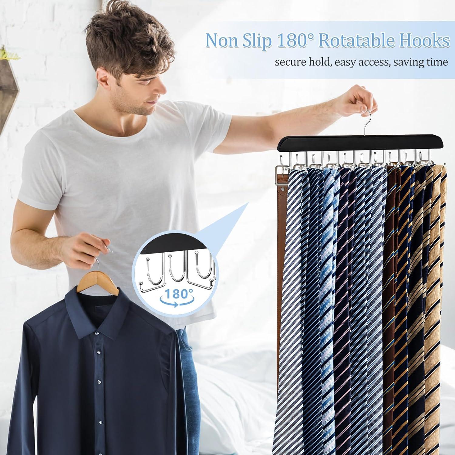 Perchero 2 en 1 Fitnice para Cinturones y Corbatas, Negro