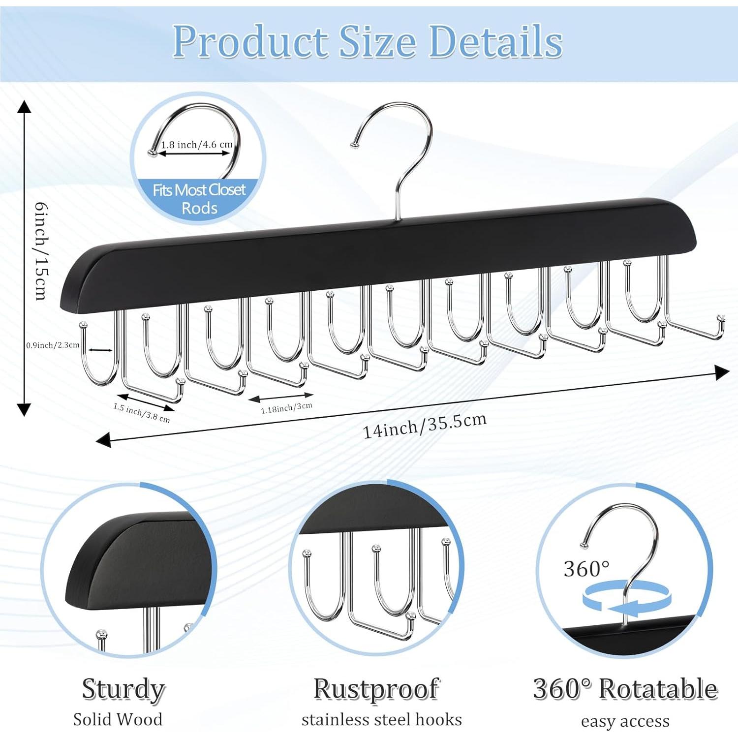 Perchero 2 en 1 Fitnice para Cinturones y Corbatas, Negro