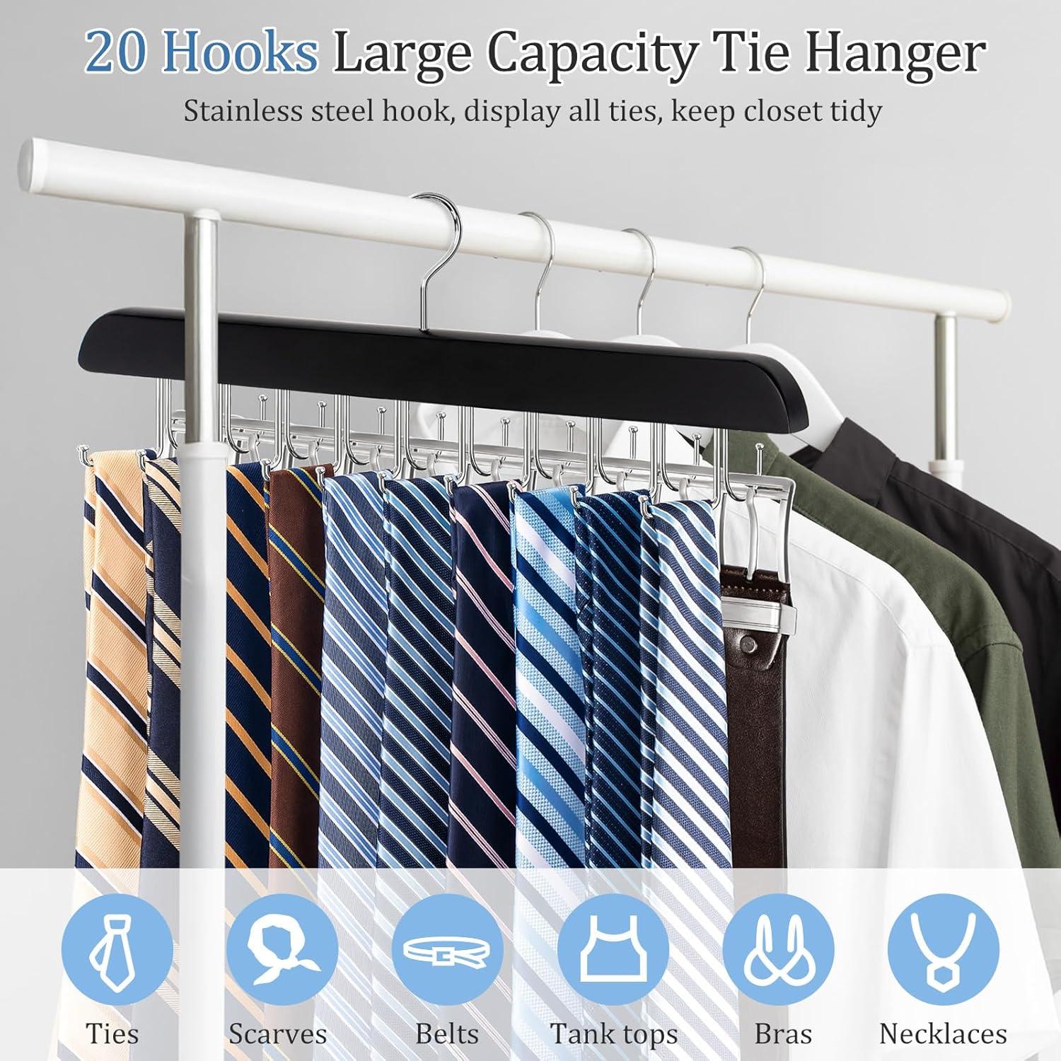 Perchero 2 en 1 Fitnice para Cinturones y Corbatas, Negro