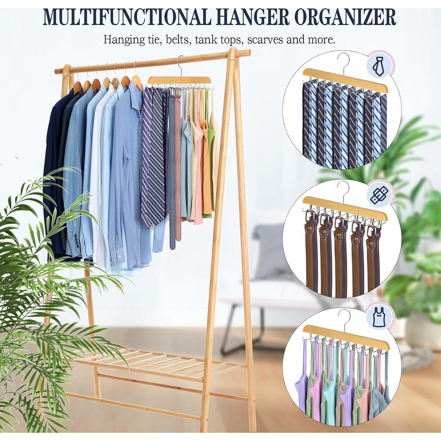 Perchero de Corbatas Fitnice 2 Piezas Antideslizante Ahorra Espacio