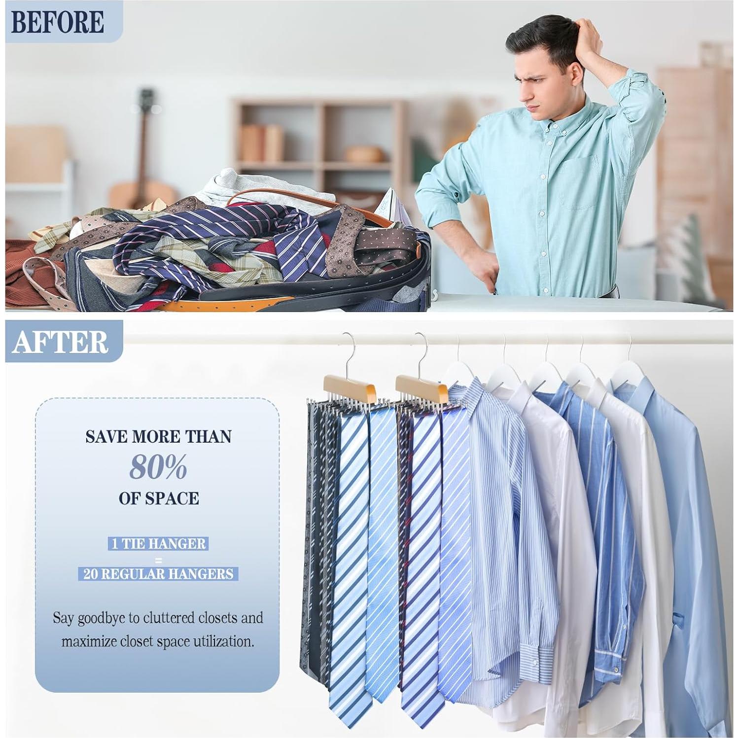 Perchero de Corbatas Fitnice 2 Piezas Antideslizante Ahorra Espacio