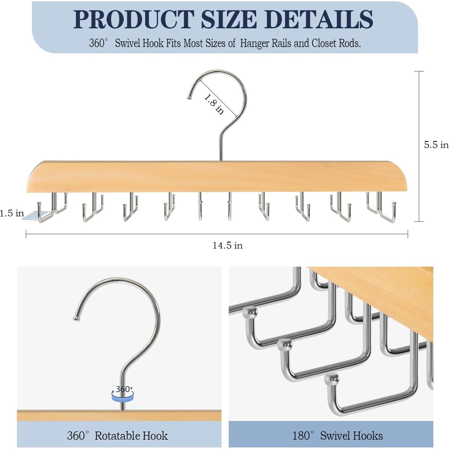 Perchero de Corbatas Fitnice 2 Piezas Antideslizante Ahorra Espacio