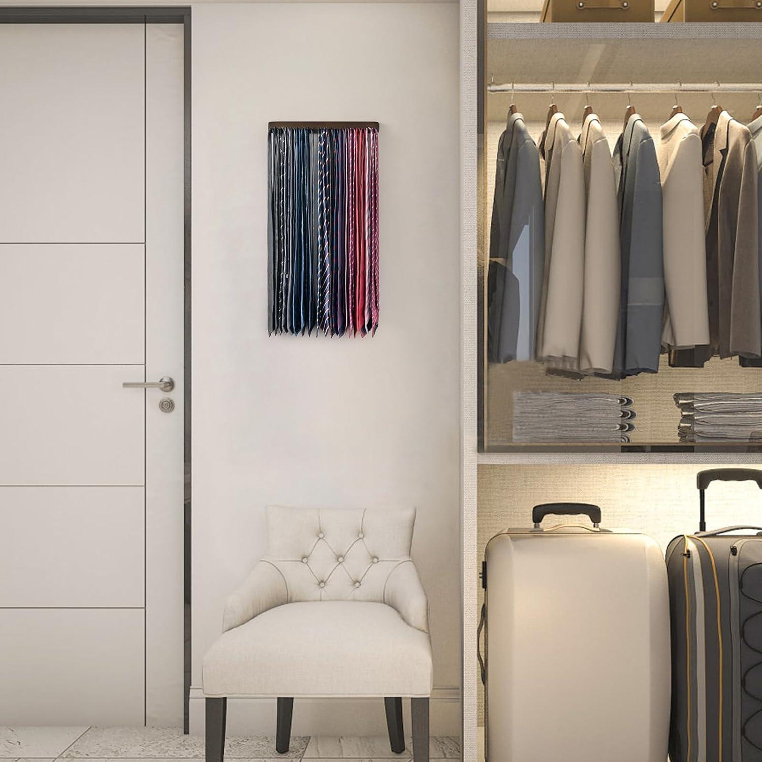 Soporte de Corbatas Mkono de Madera para 20 Corbatas y Cinturones