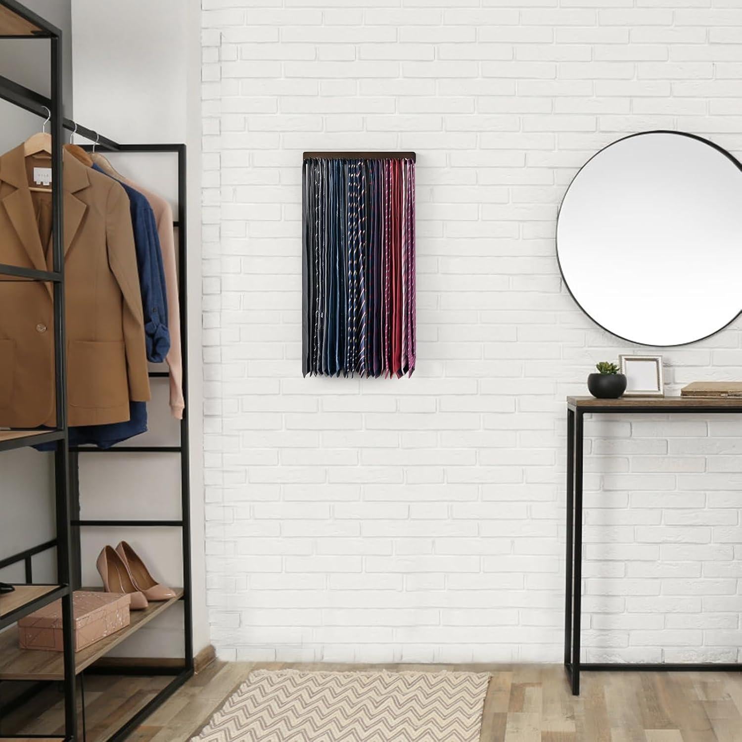 Soporte de Corbatas Mkono de Madera para 20 Corbatas y Cinturones