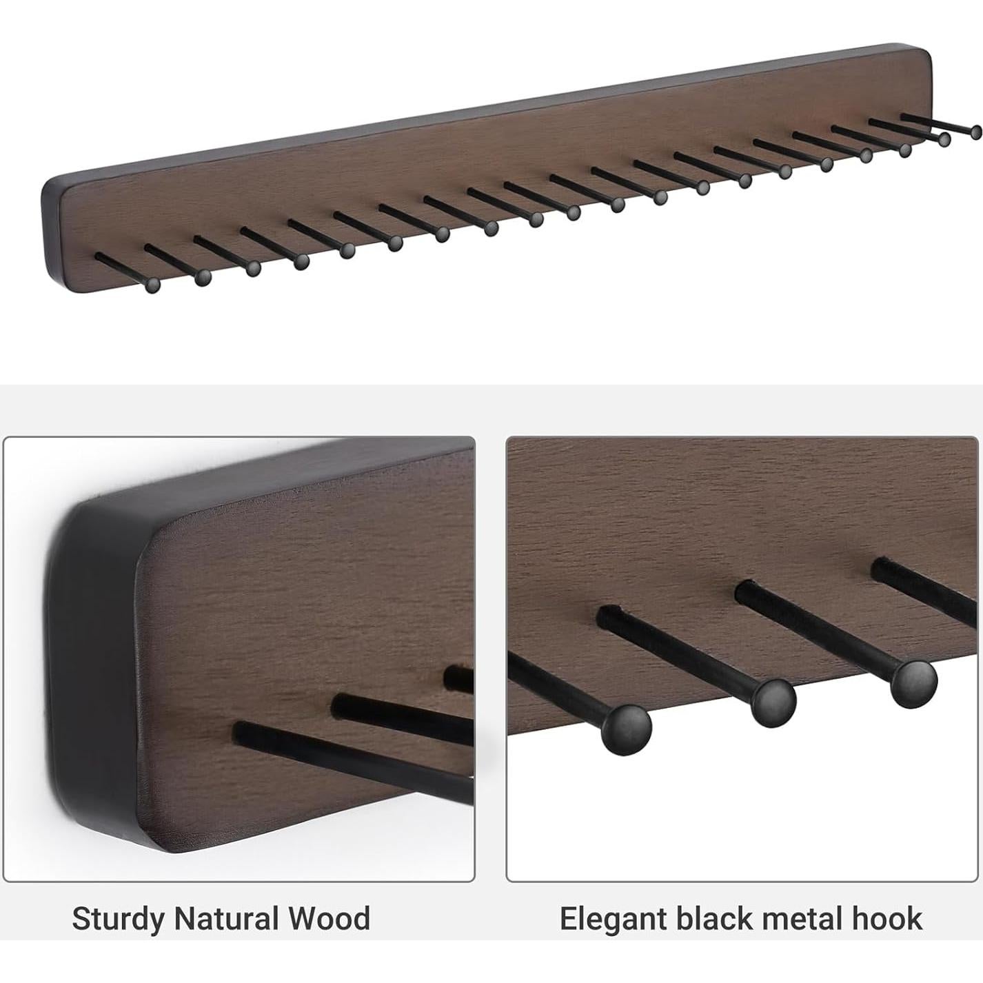 Soporte de Corbatas Mkono de Madera para 20 Corbatas y Cinturones