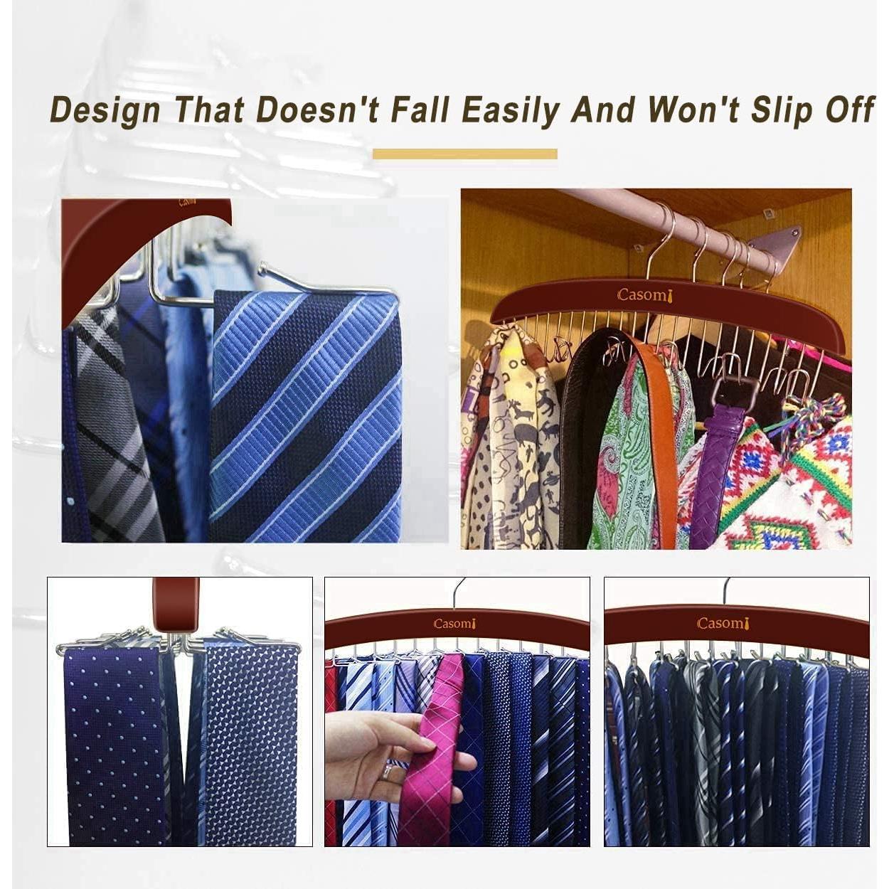Soporte para Corbatas Ytaolis de Madera con 24 Ganchos Antideslizantes
