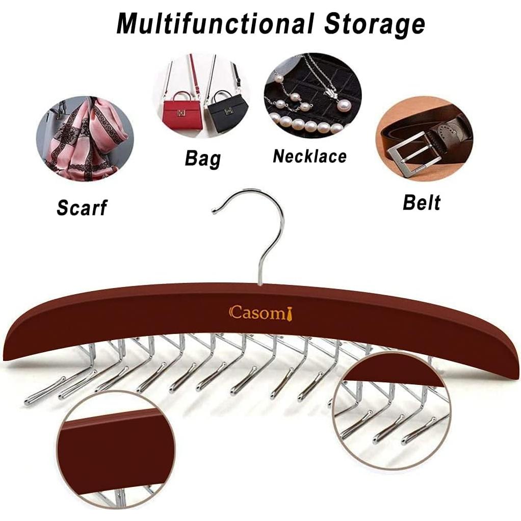 Soporte para Corbatas Ytaolis de Madera con 24 Ganchos Antideslizantes