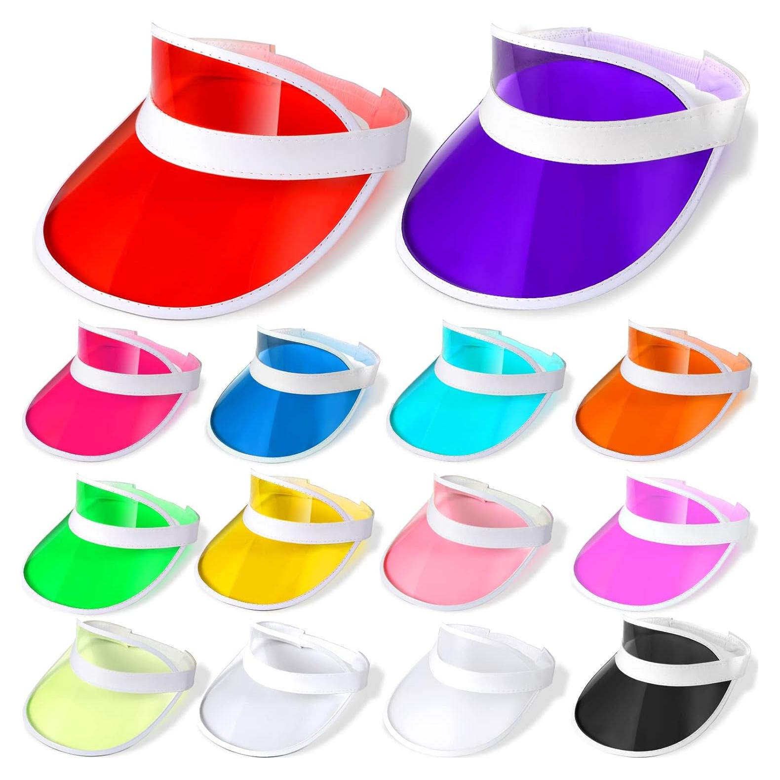 Paquete de 14 Gorras de Visera Transparente Unisex Colorido