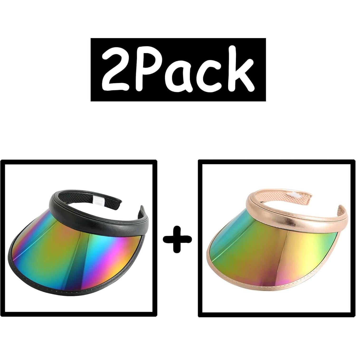 Paquete de 2 Sombreros Visera de Sol Clip-on Iridiscente