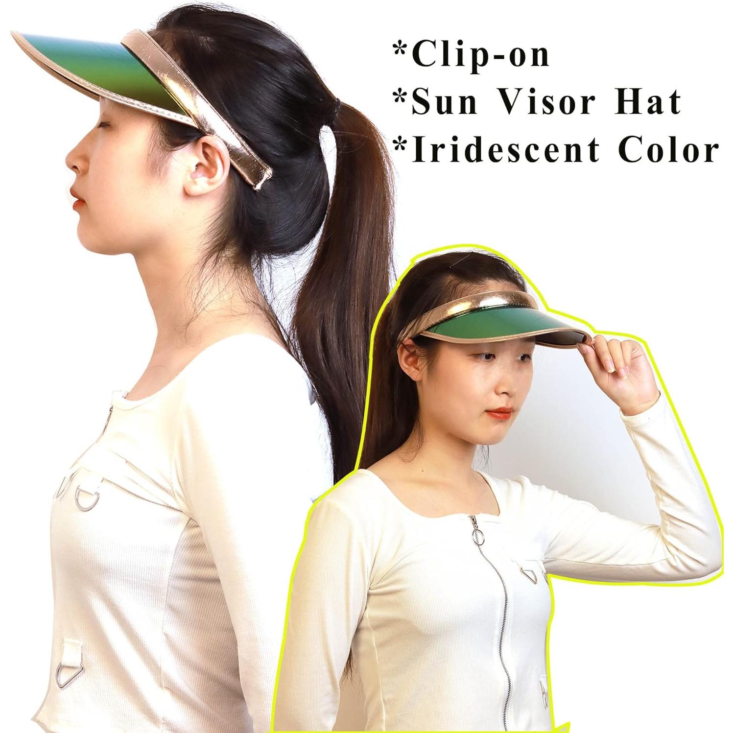 Paquete de 2 Sombreros Visera de Sol Clip-on Iridiscente