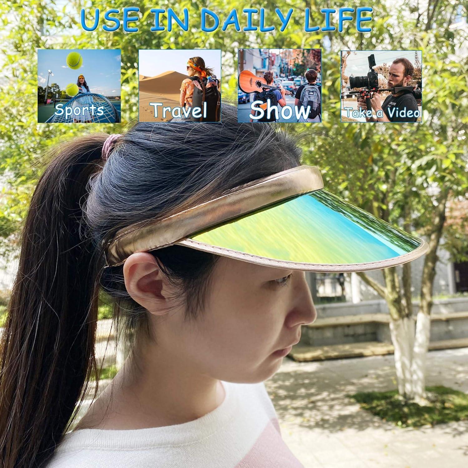 Paquete de 2 Sombreros Visera de Sol Clip-on Iridiscente