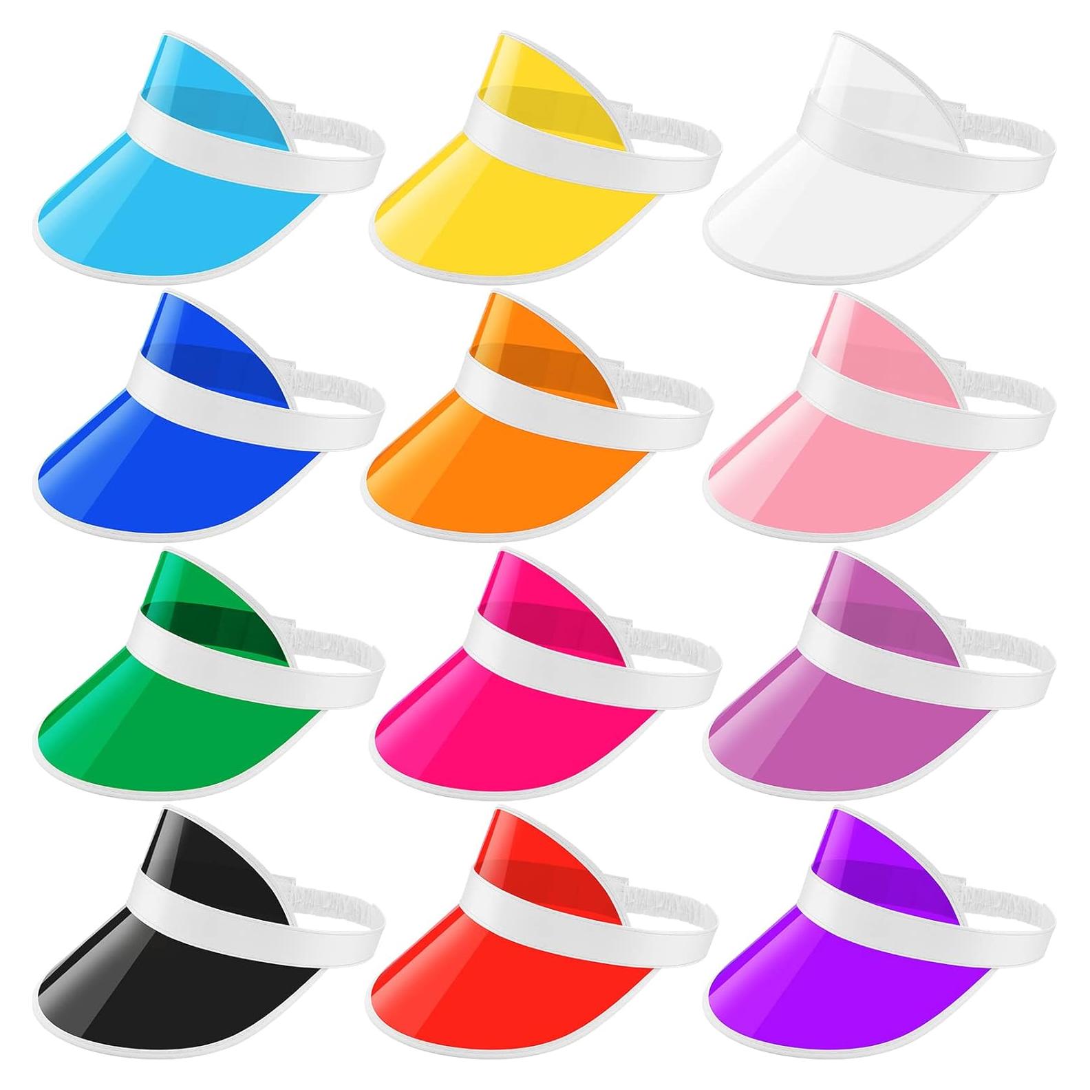 Paquete de 12 Gorras Visera Plástica Unisex con Protección UV
