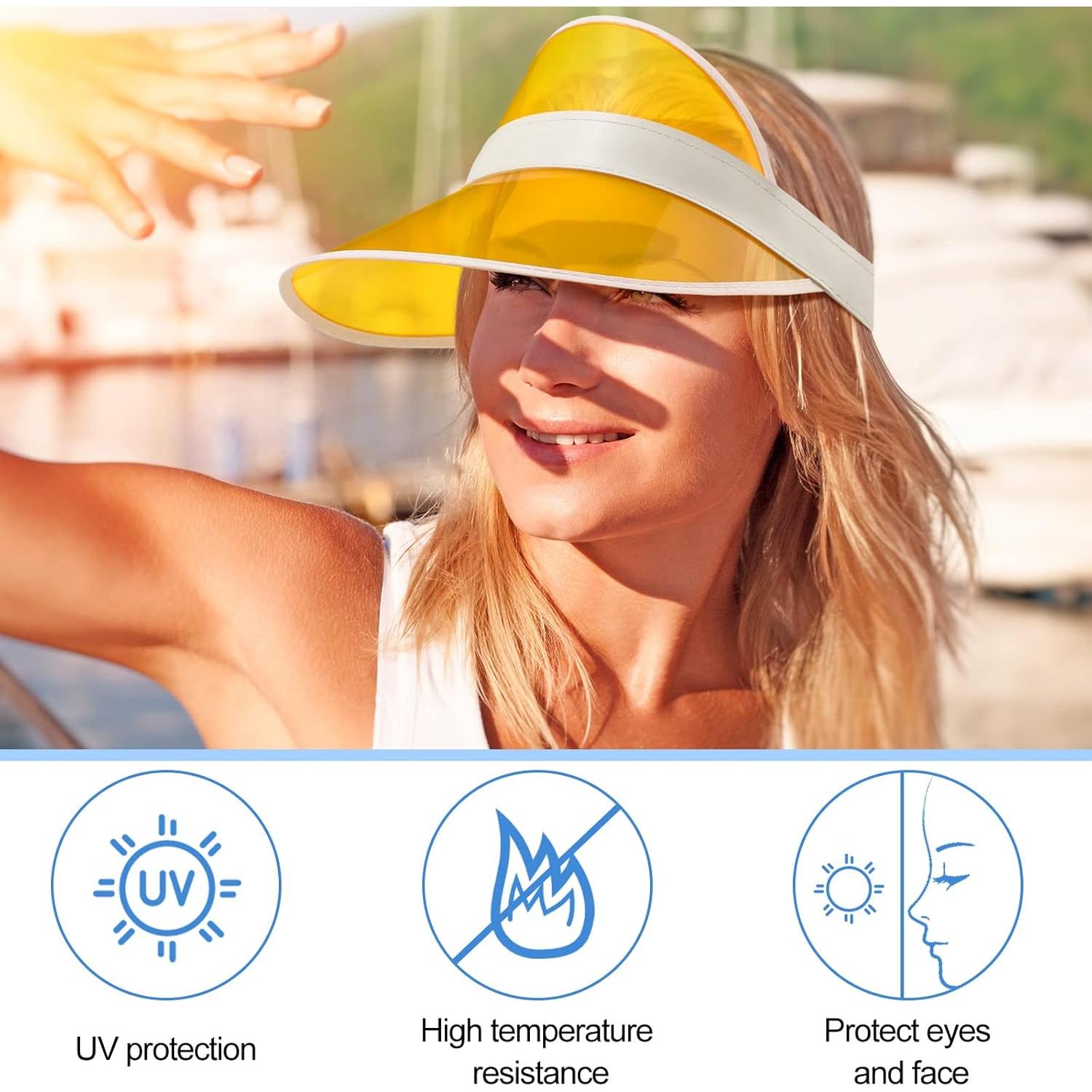 Paquete de 12 Gorras Visera Plástica Unisex con Protección UV