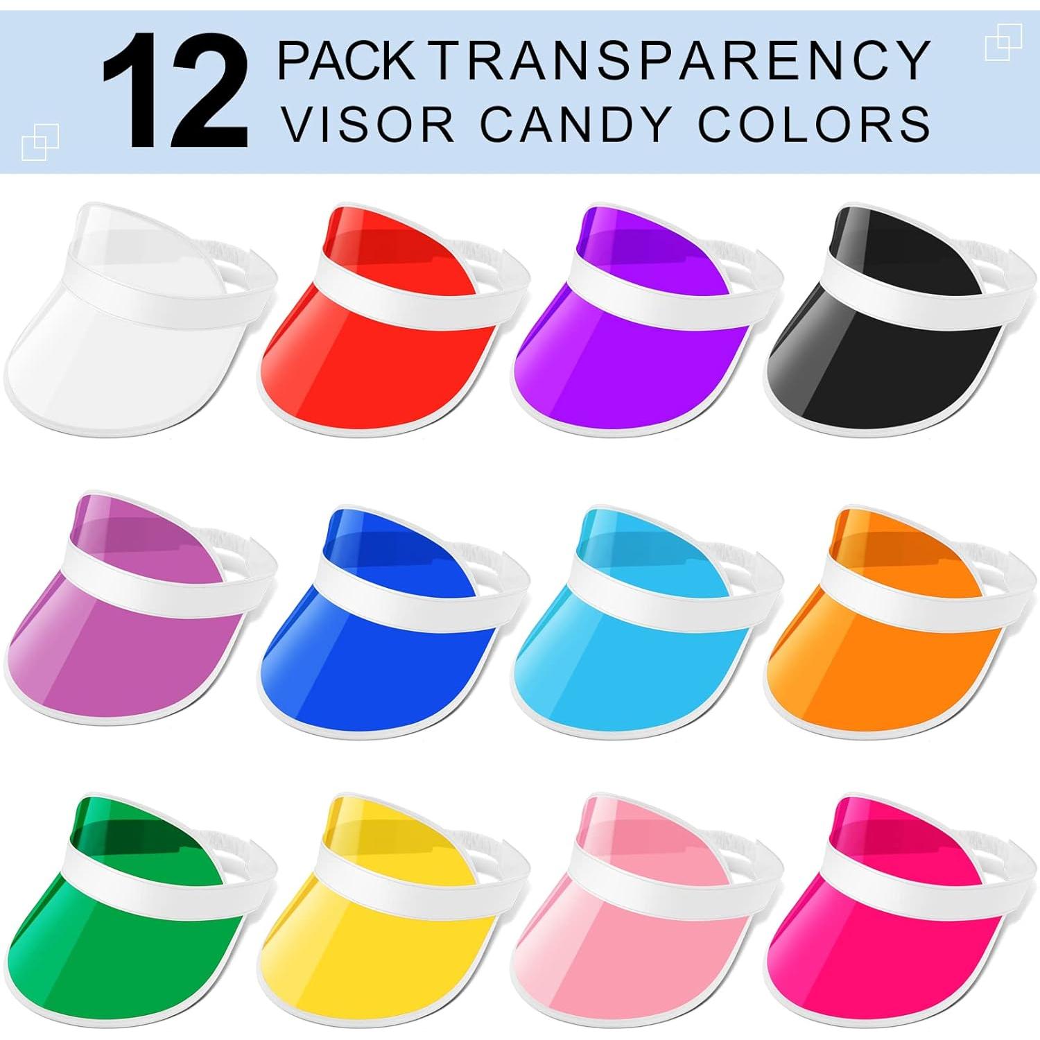Paquete de 12 Gorras Visera Plástica Unisex con Protección UV