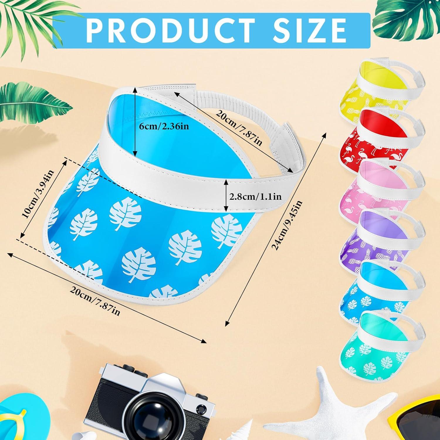 6 Viseras de Sol Transparentes UV Ajustables para Mujeres