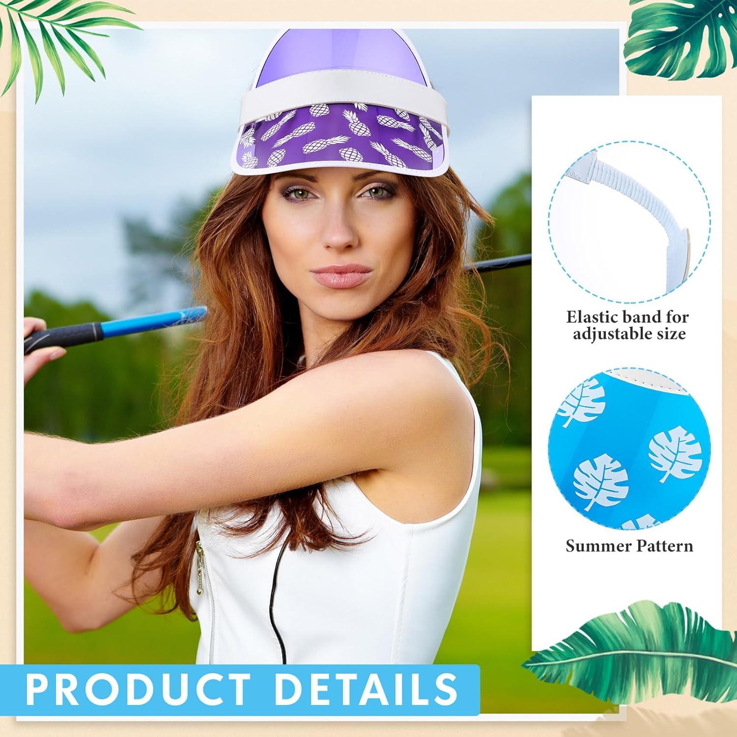 6 Viseras de Sol Transparentes UV Ajustables para Mujeres