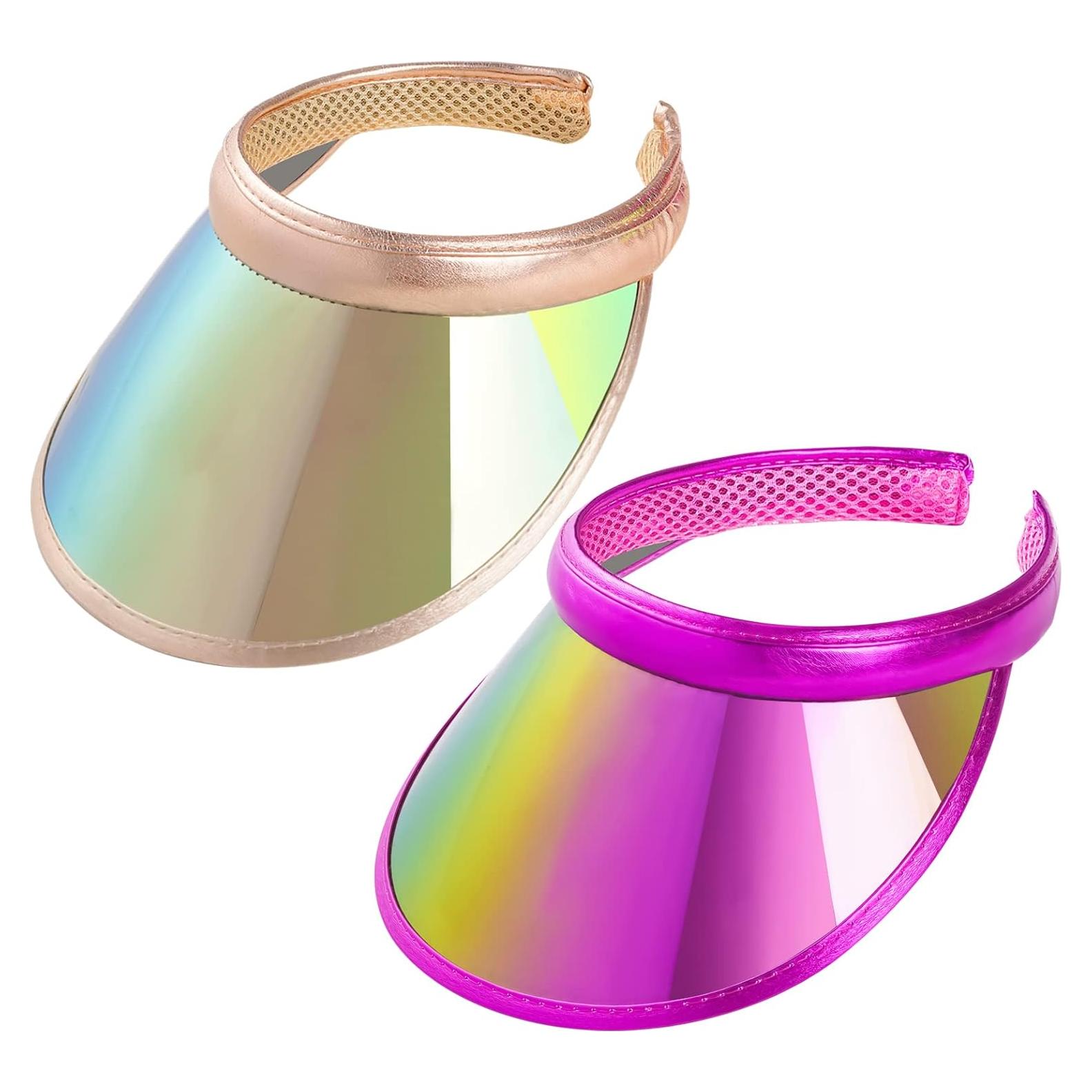 Paquete de 2 Sombreros Visera de Sol UV Iridiscente Unisex