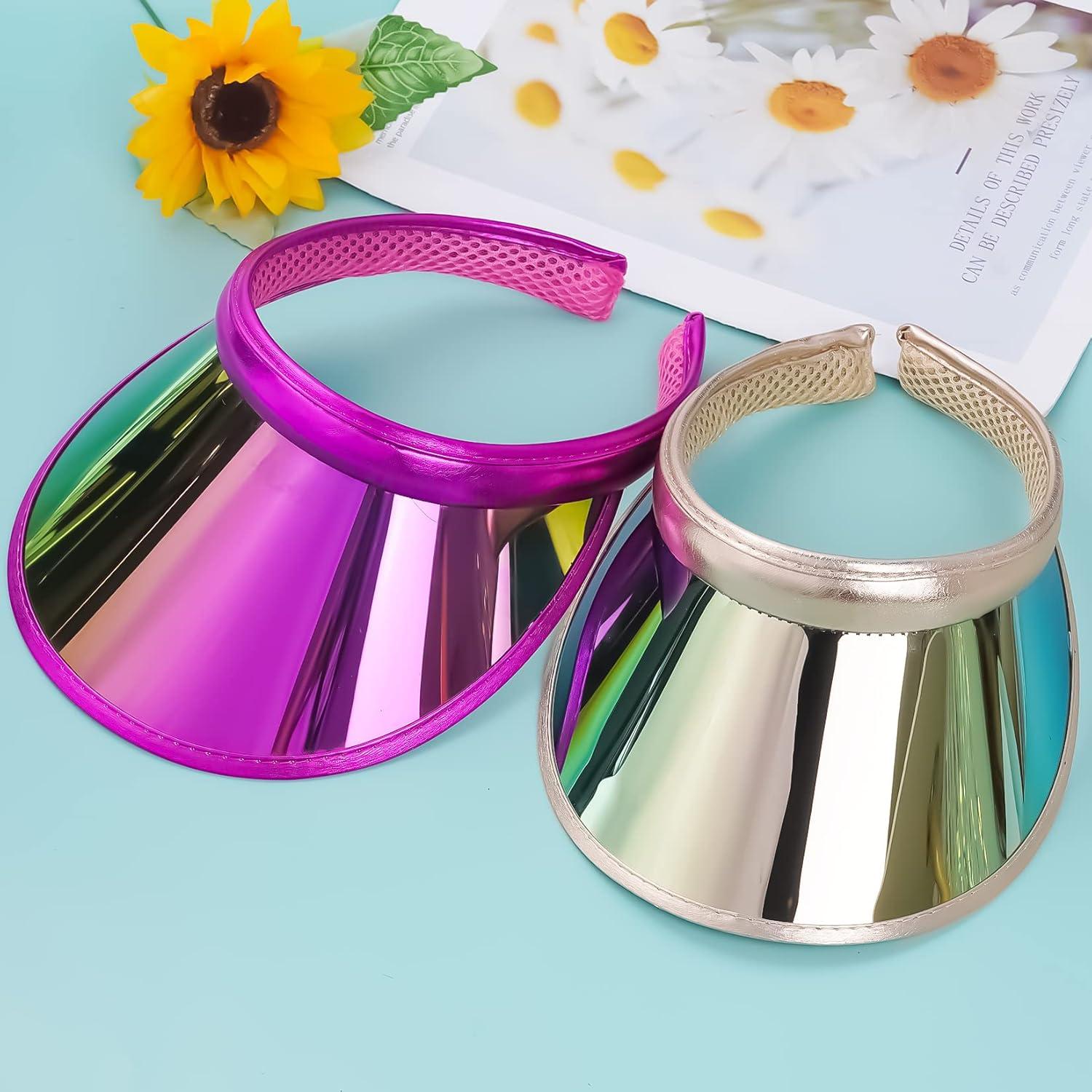Paquete de 2 Sombreros Visera de Sol UV Iridiscente Unisex