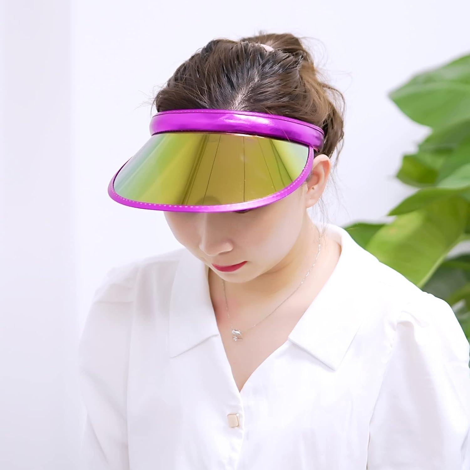 Paquete de 2 Sombreros Visera de Sol UV Iridiscente Unisex