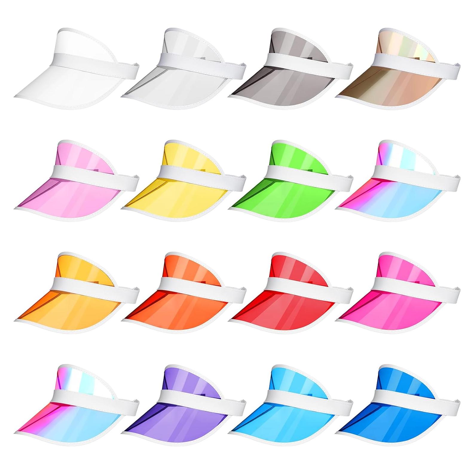 16 Gorras de Sol Transparentes PVC Unisex Protección UV