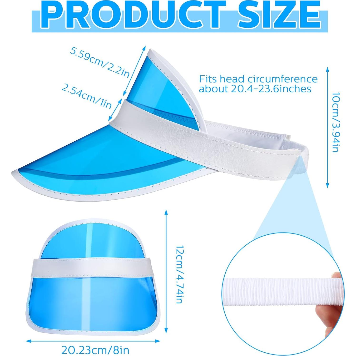 16 Gorras de Sol Transparentes PVC Unisex Protección UV