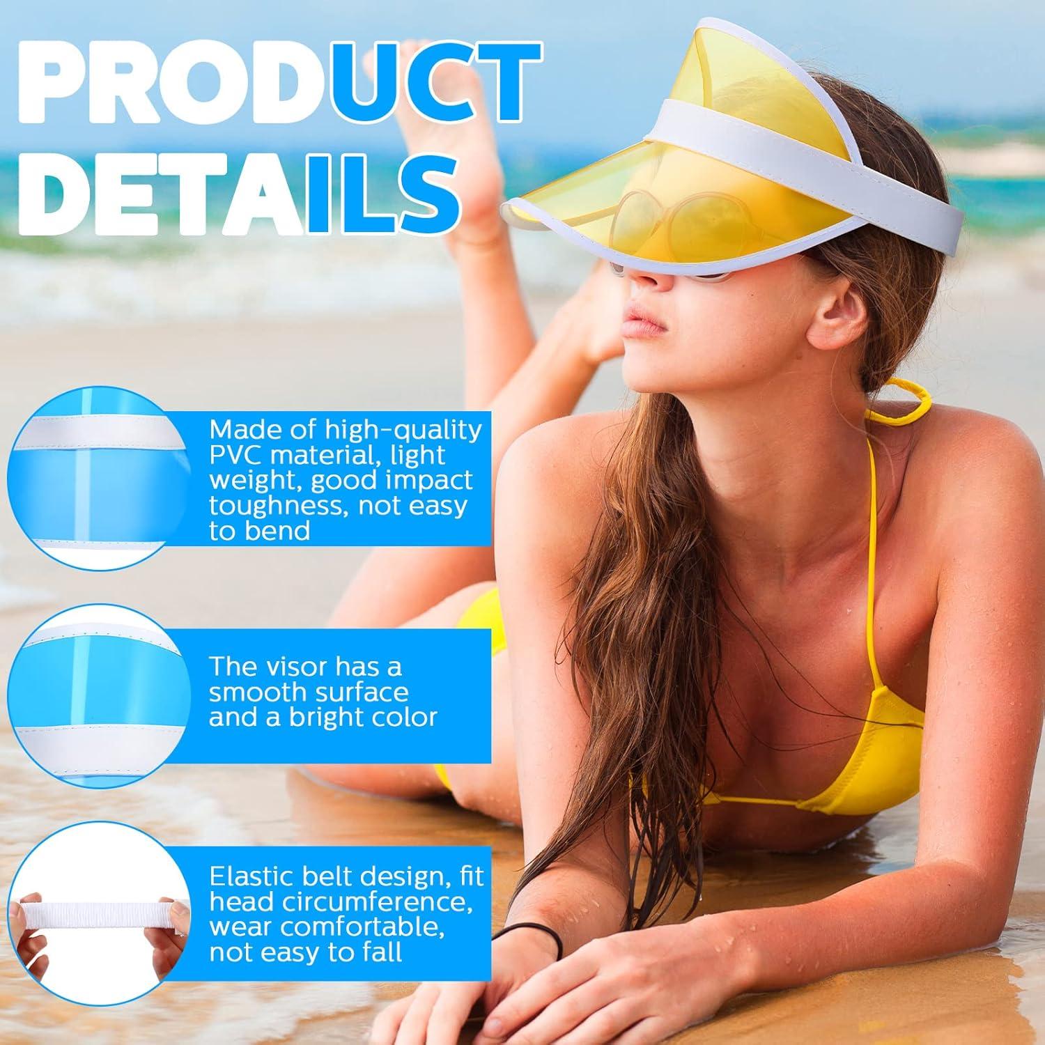 16 Gorras de Sol Transparentes PVC Unisex Protección UV