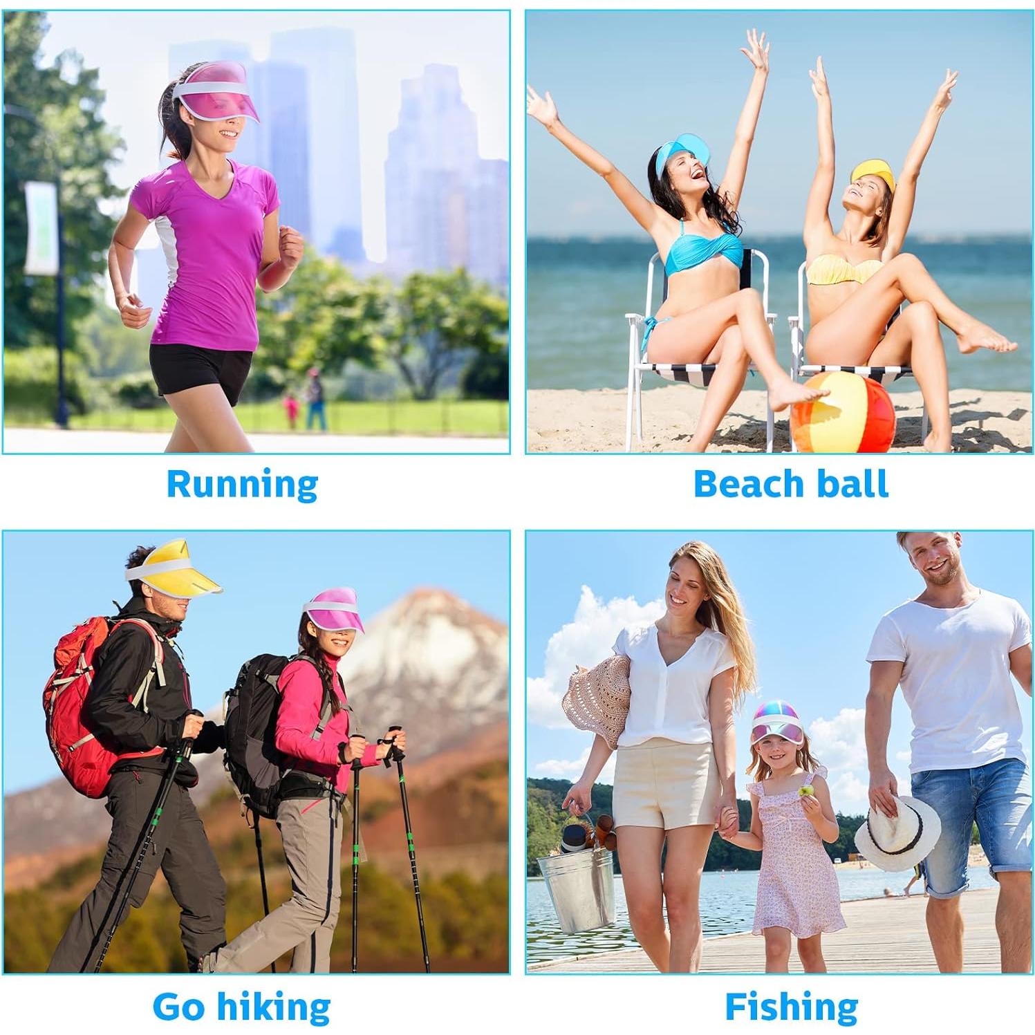 16 Gorras de Sol Transparentes PVC Unisex Protección UV