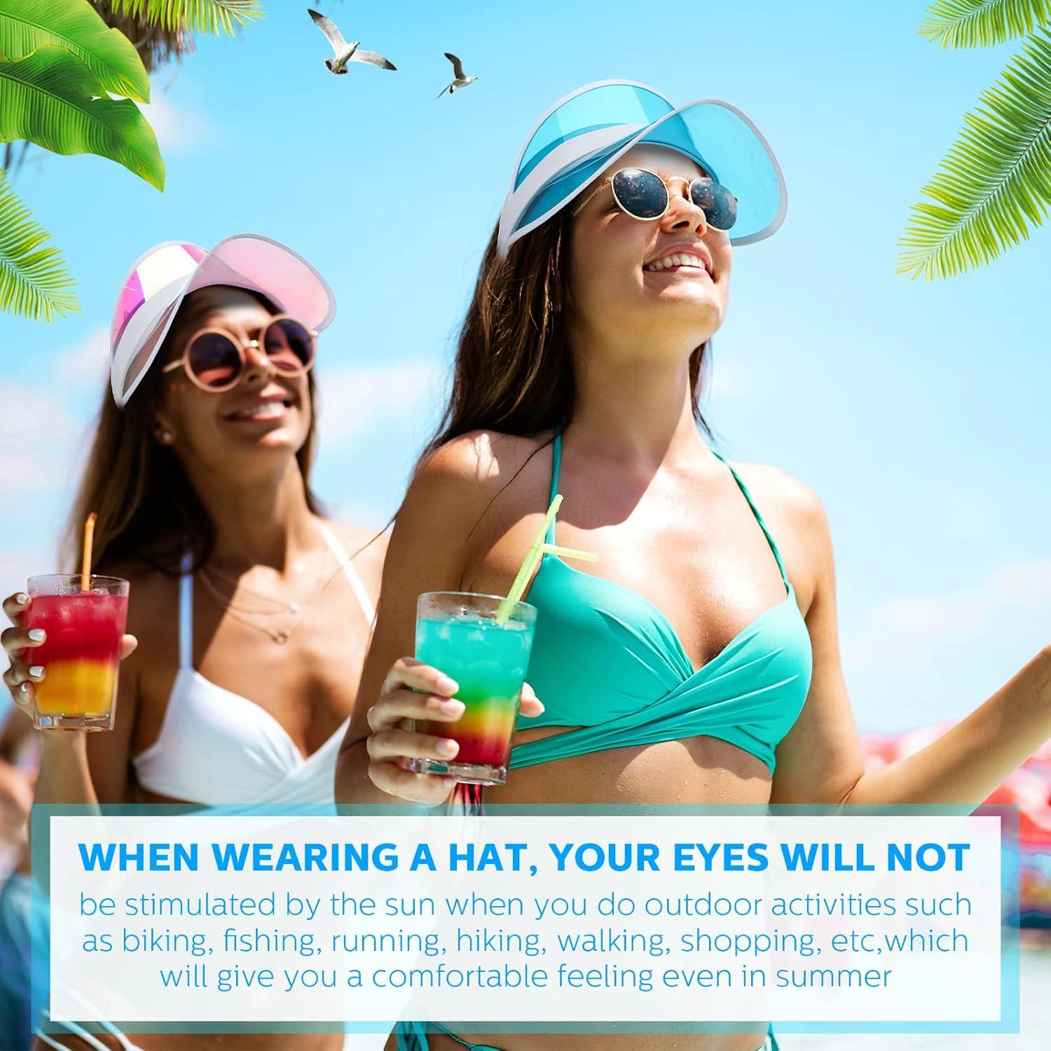 16 Gorras de Sol Transparentes PVC Unisex Protección UV