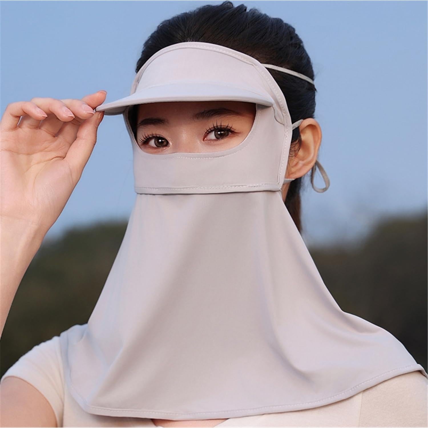 Máscara de Visera UV Ajustable Gris Claro para Adultos