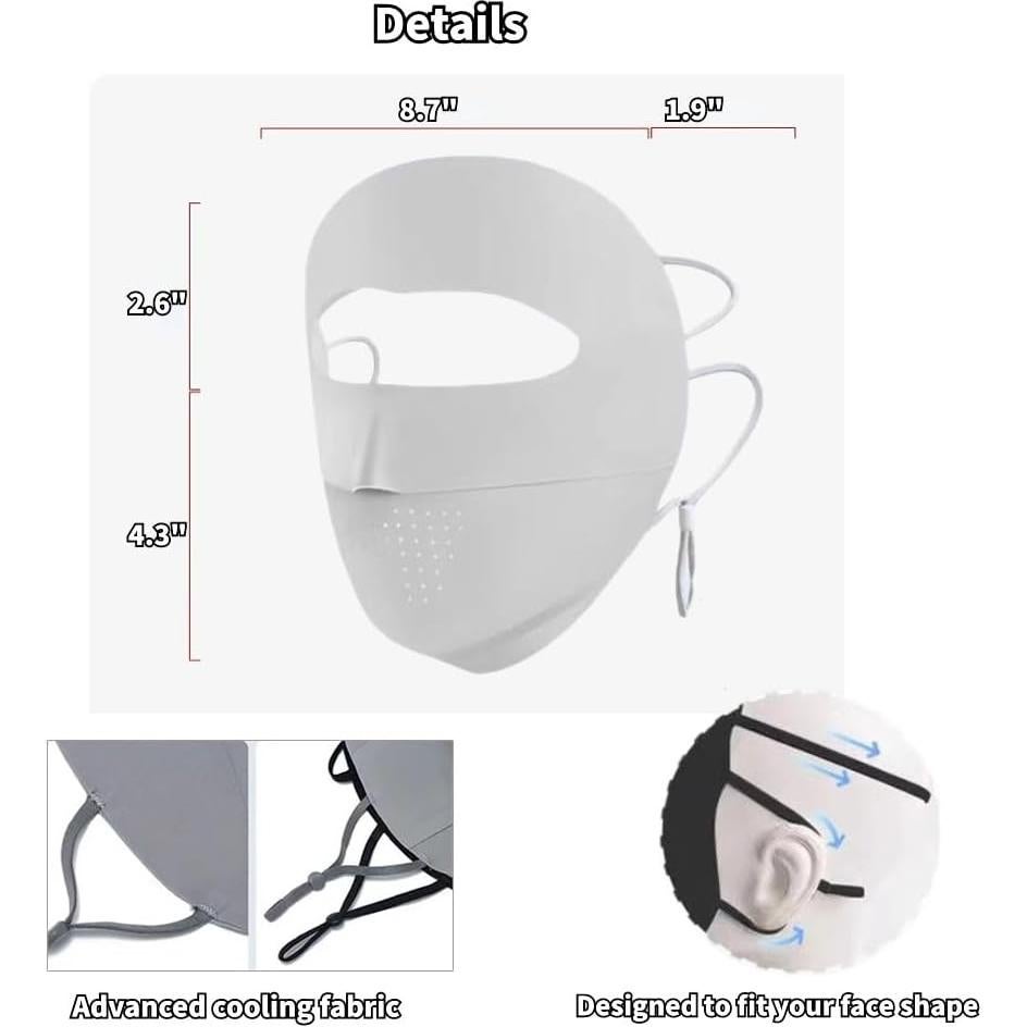 Cubierta Facial UV Transpirable UPF 50+ para Mujeres - Gris Claro