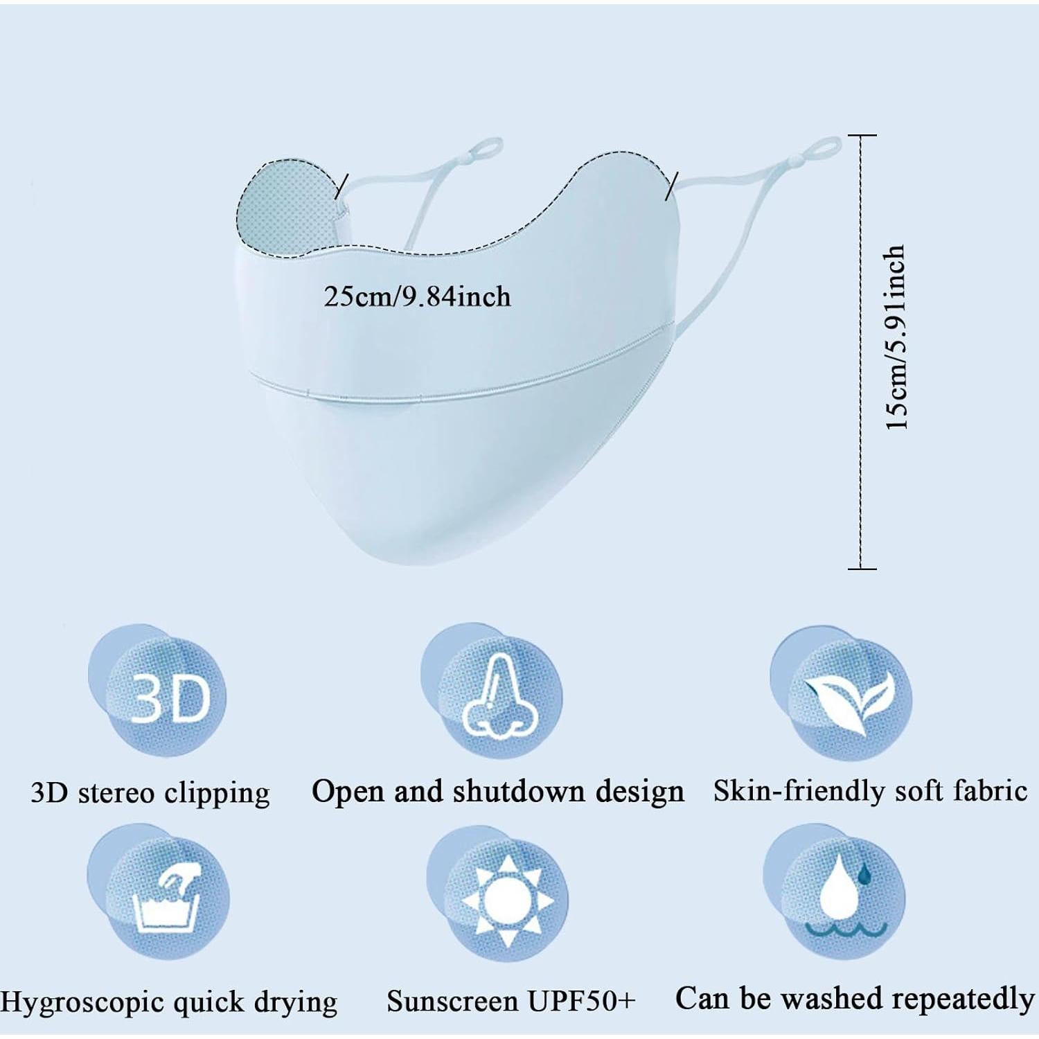 Mascarilla Facial UV Protección Solar UPF 50+ Unisex - 4 Colores