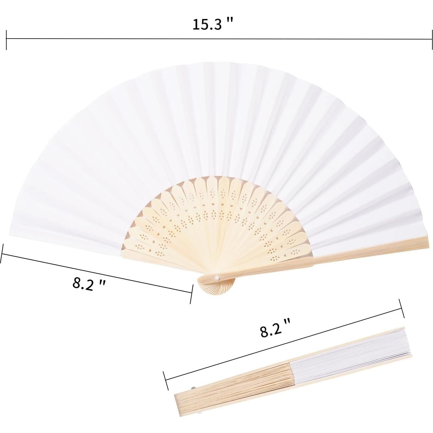 50 Abanicos de Papel Blanco Plegables para Decoración de Bodas