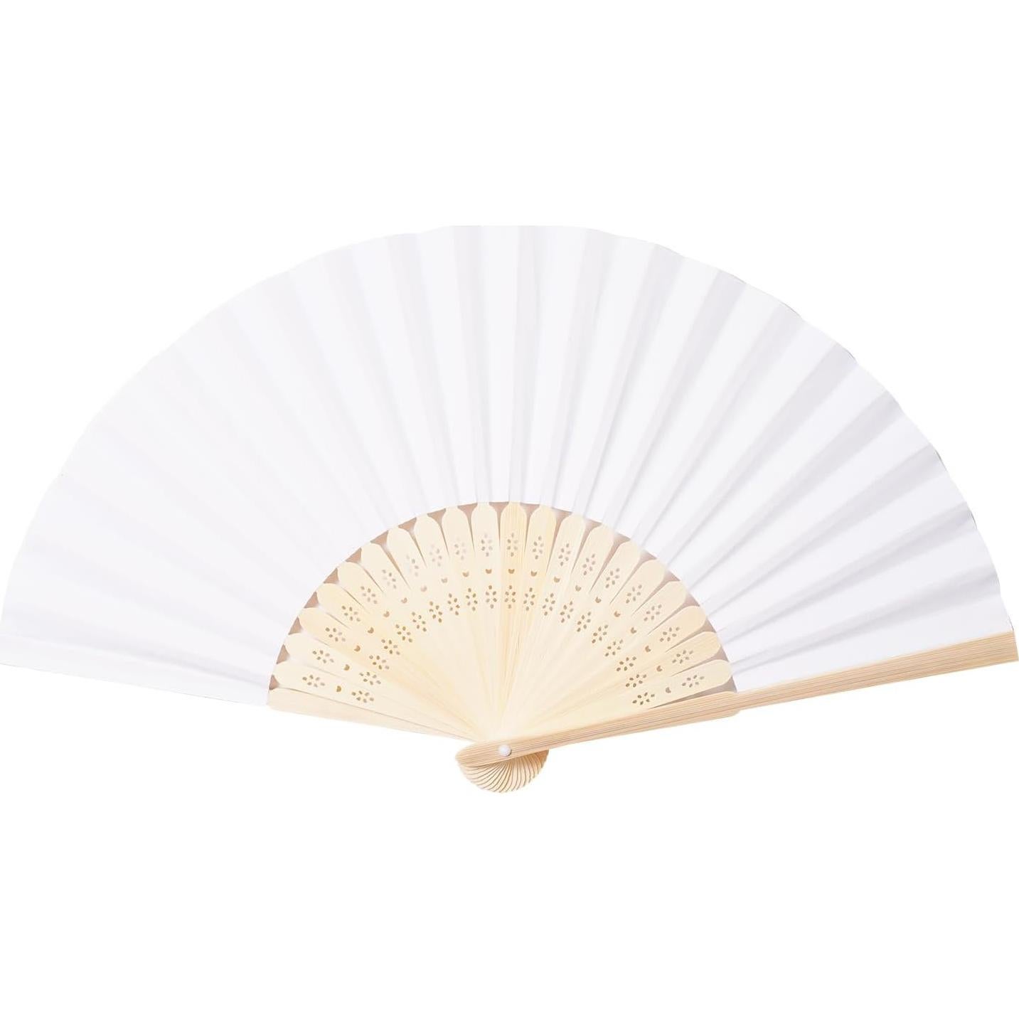 50 Abanicos de Papel Blanco Plegables para Decoración de Bodas