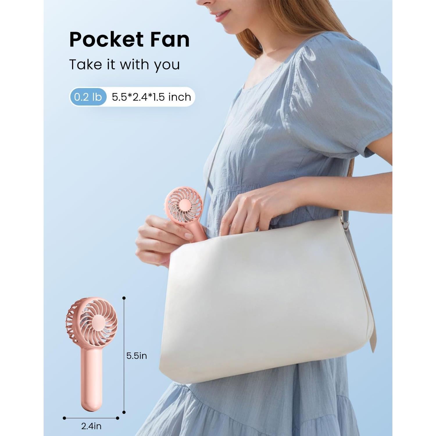 Ventilador Portátil Gaiatop Mini Rosa 3 Velocidades Recargable