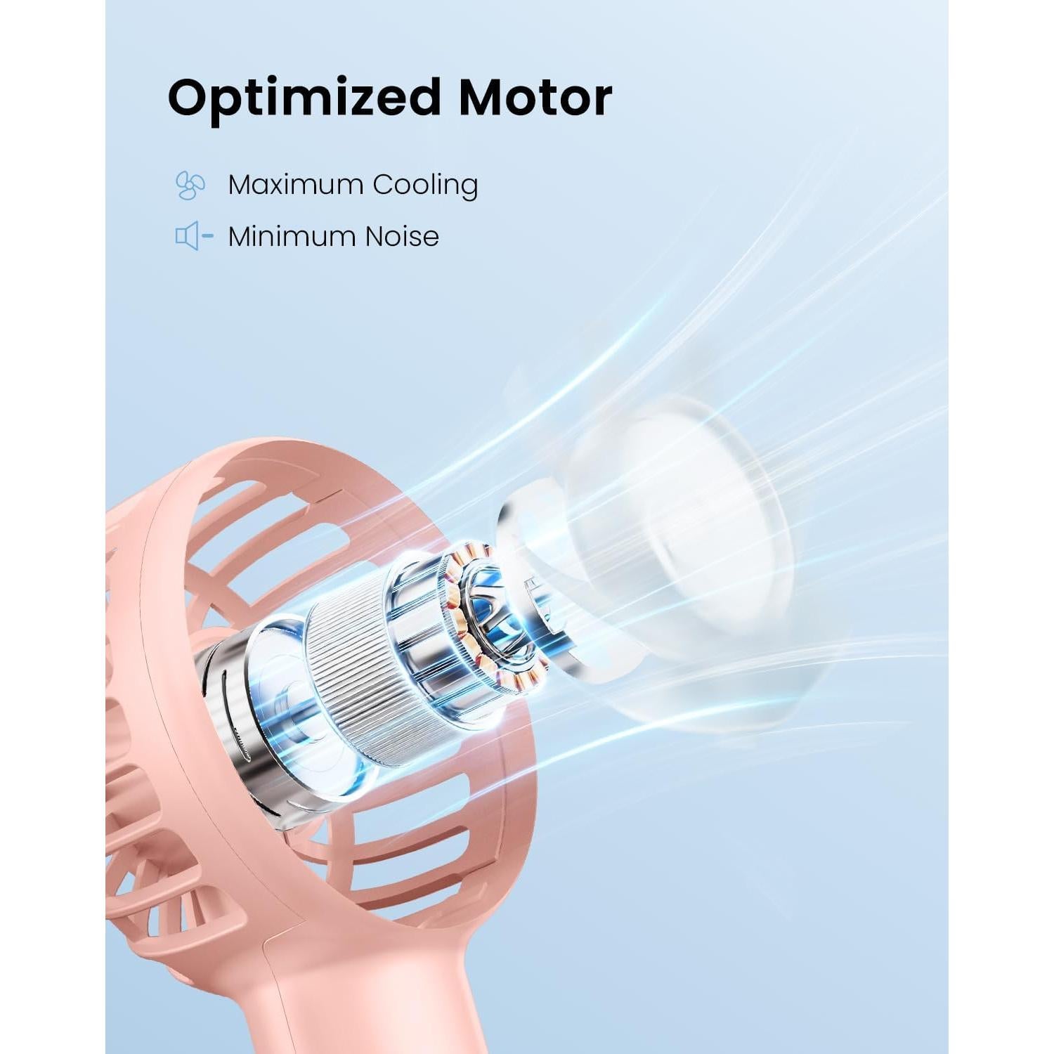 Ventilador Portátil Gaiatop Mini Rosa 3 Velocidades Recargable