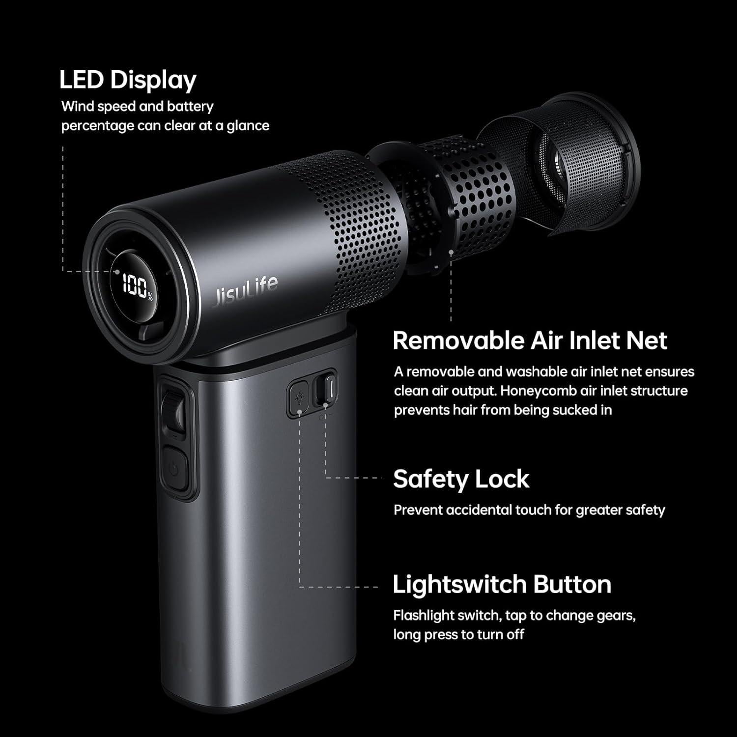 Ventilador Portátil JISULIFE Ultra2 9000mAh 100 Velocidades