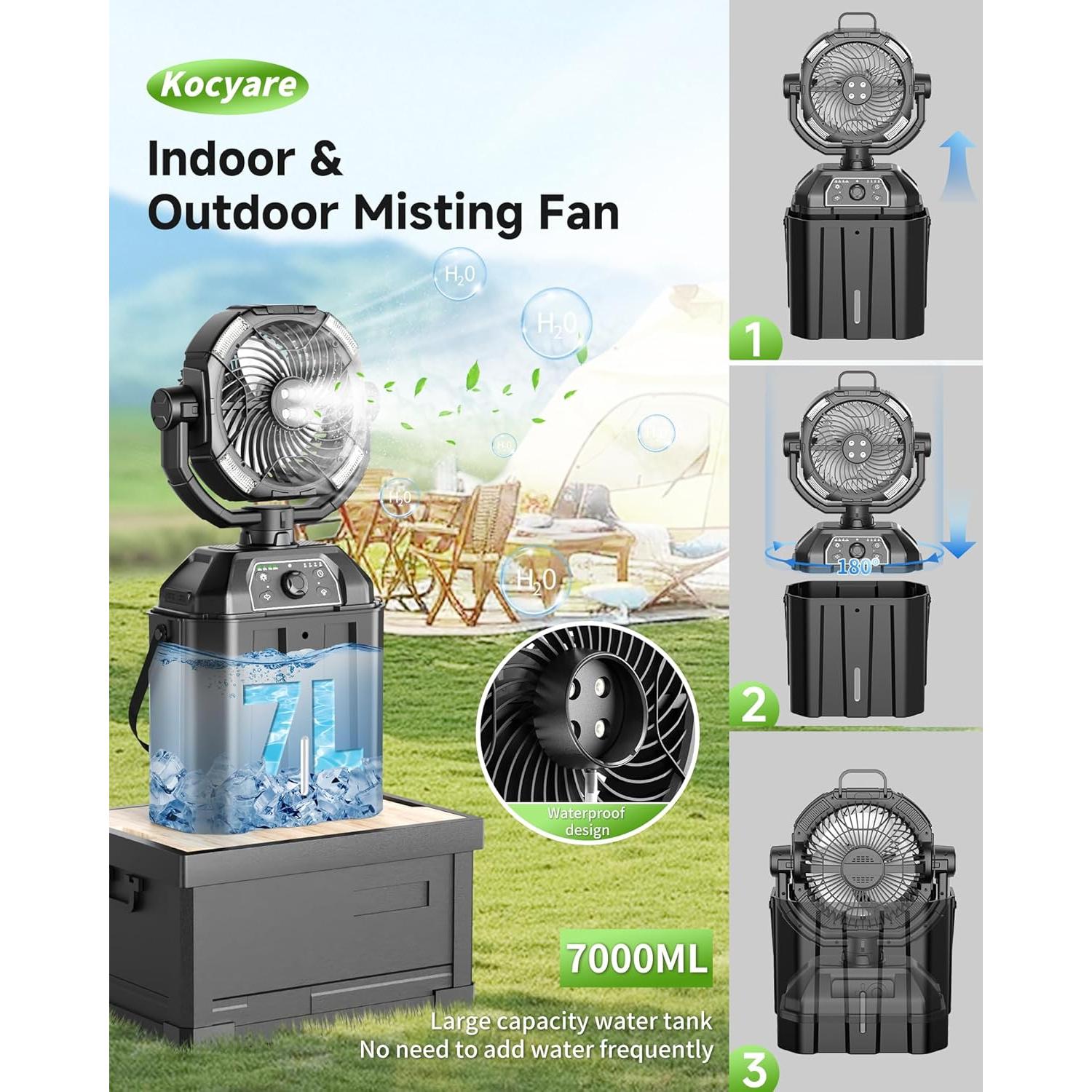 Ventilador de Nebulización Kocyare hw-003 25000mAh Oscilante