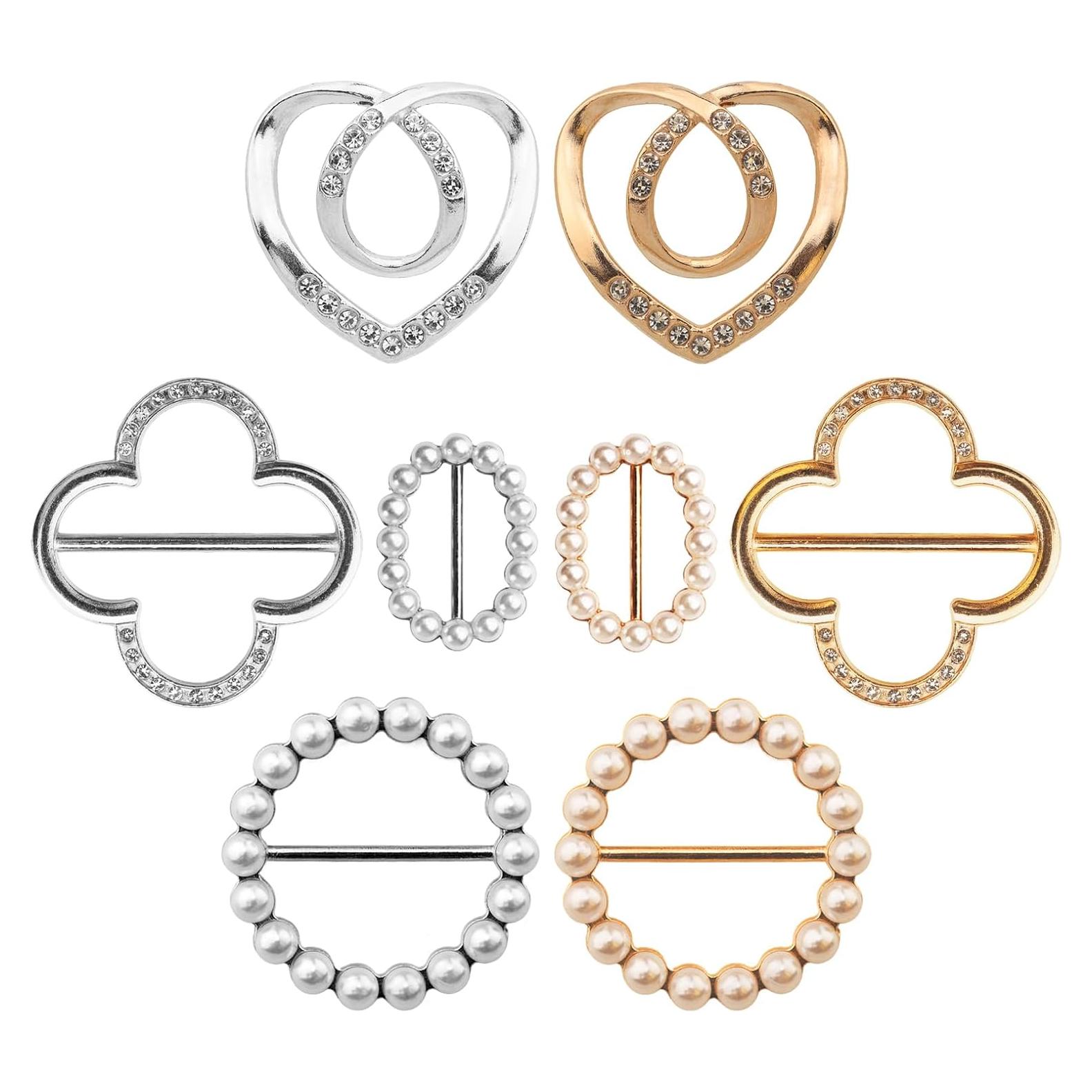 Paquete de 8 Anillos para Bufanda Atarasia - Clips Premium Oro/Plata