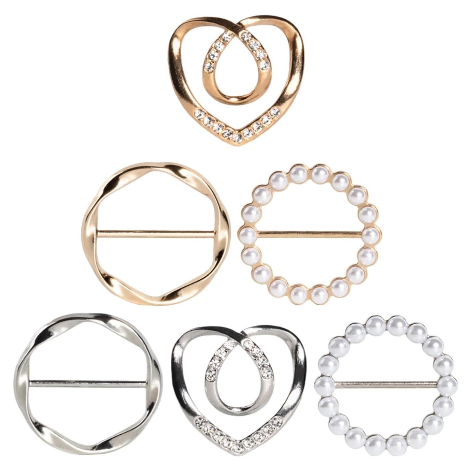 6 Anillos y Clips de Bufanda Atopxing para Mujeres Oro/Plata
