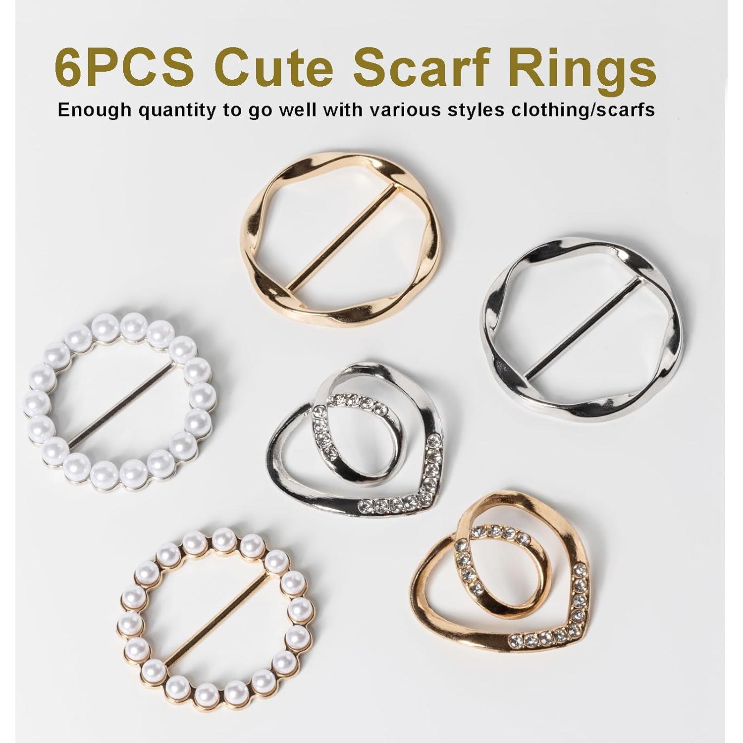 6 Anillos y Clips de Bufanda Atopxing para Mujeres Oro/Plata