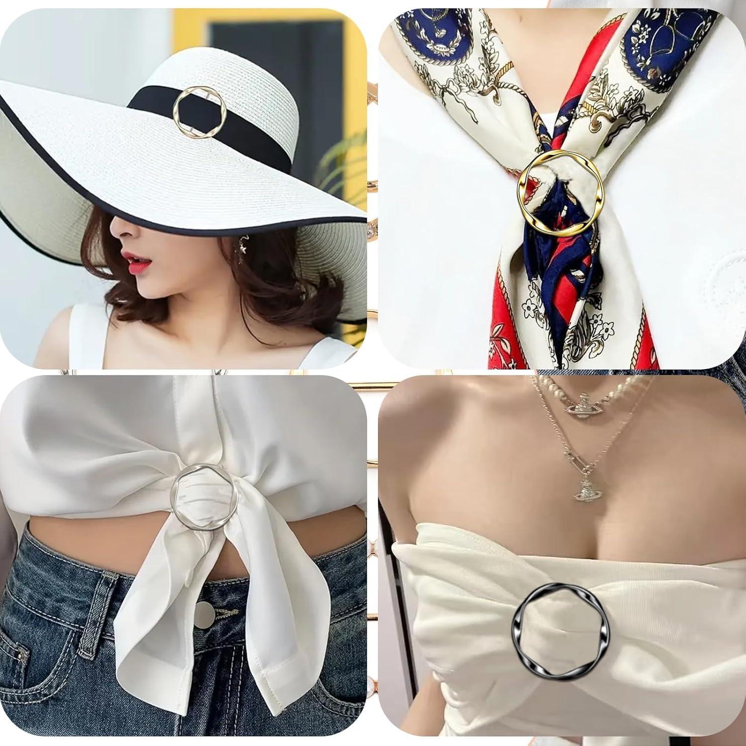 Juego de 6 Clips de Anillo para Bufandas y Camisas - Elegantes