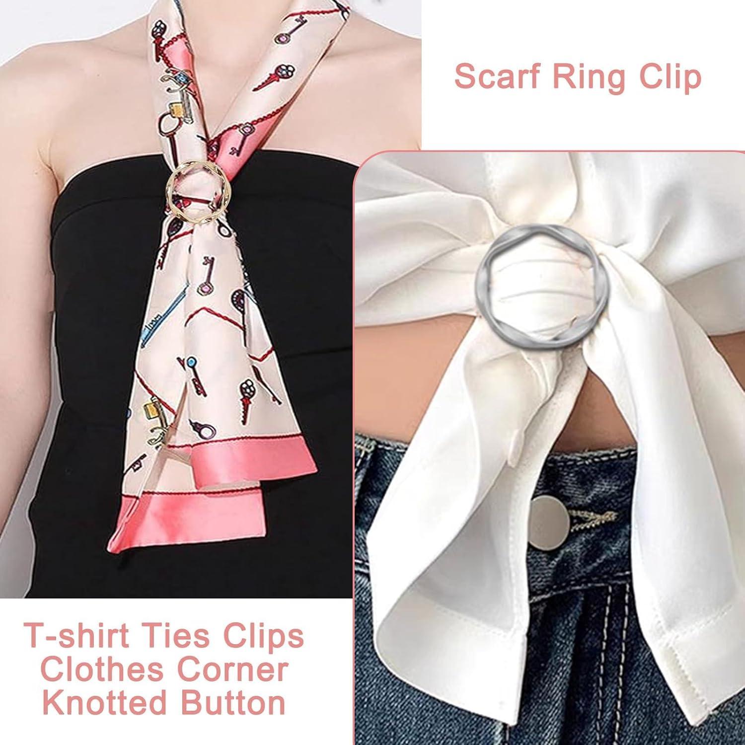 Juego de 6 Clips de Anillo para Bufandas y Camisas - Elegantes