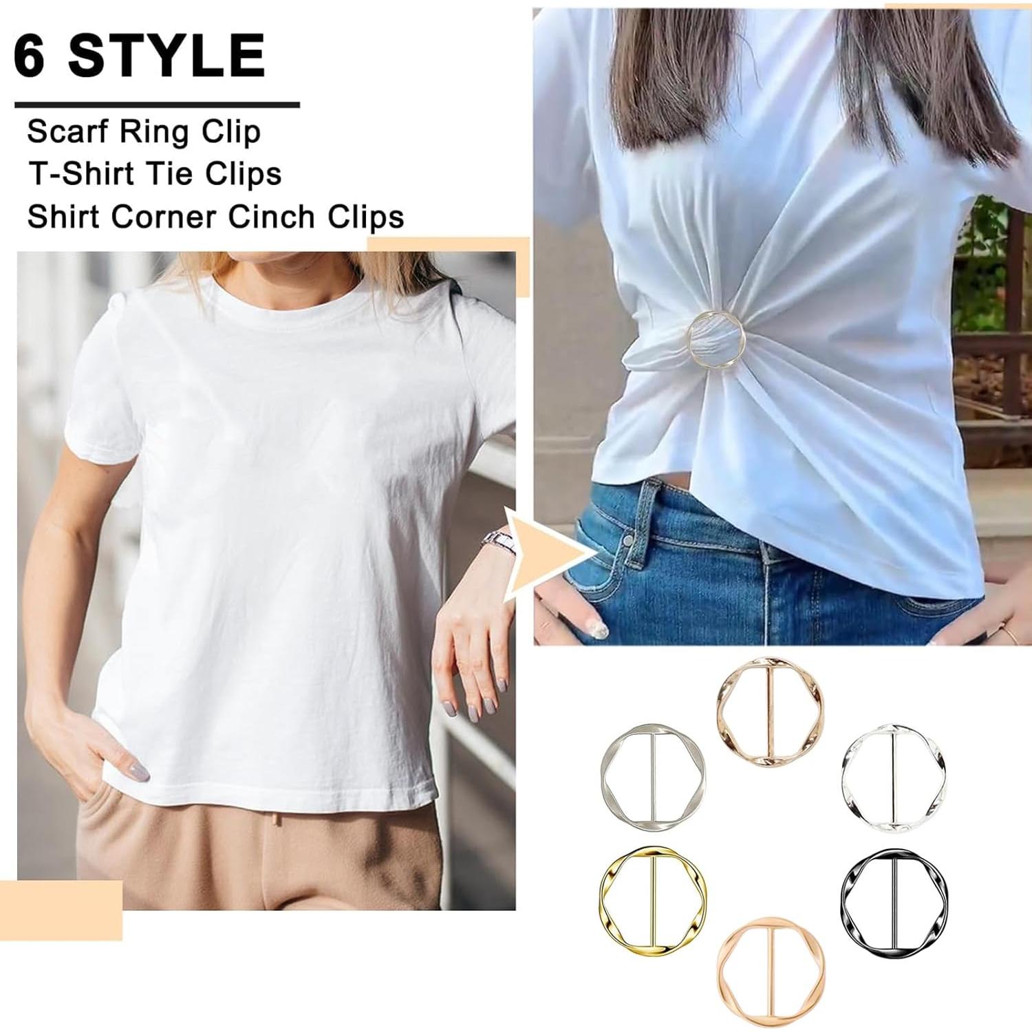 Juego de 6 Clips de Anillo para Bufandas y Camisas - Elegantes